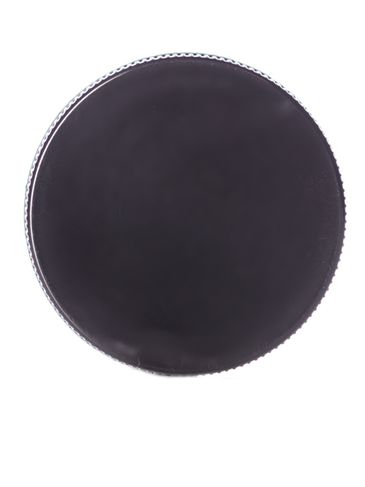 Black PP plastic 33-400 ribbed skirt lid with foam liner