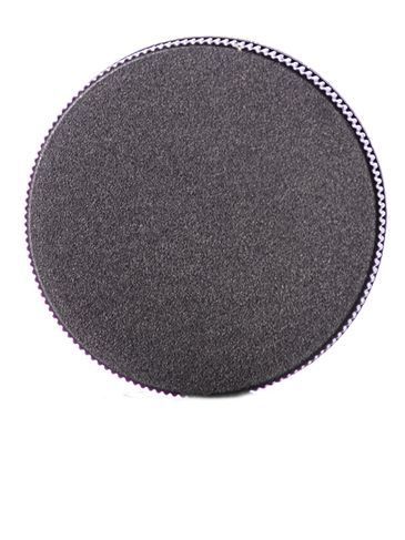 Black PP plastic 43-400 ribbed skirt side-gated lid with unprinted pressure sensitive (PS) liner