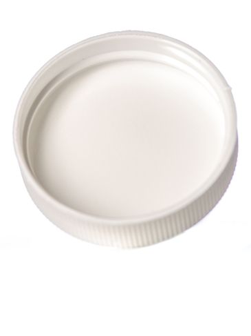 White PP plastic 43-400 ribbed skirt lid with foam liner