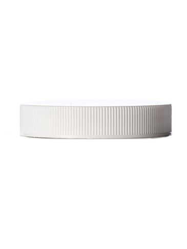 White PP plastic 53-400 ribbed skirt lid with Lift 'n' Peel heat induction seal (HIS) liner (for HDPE, LDPE, MDPE, and PP plastic containers only)