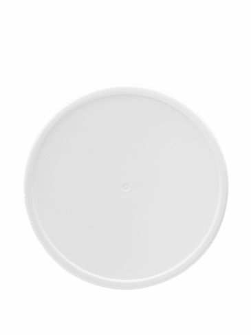 White PP plastic 63-400 ribbed skirt lid with foam liner