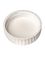 White PP plastic 63-485 ribbed skirt lid with foam liner and unprinted pressure sensitive (PS) liners