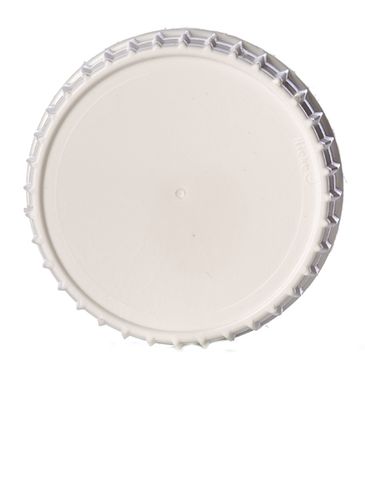 White PP plastic 63-485 ribbed skirt lid with foam liner