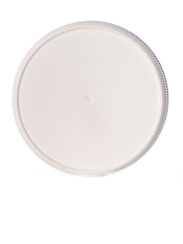 White PP plastic 70-400 ribbed skirt lid with unprinted pressure sensitive (PS) liner