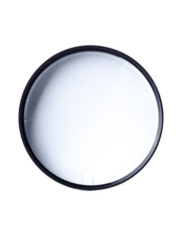 Black PP plastic 89-400 dome lid with pressure sensitive (PS) liner