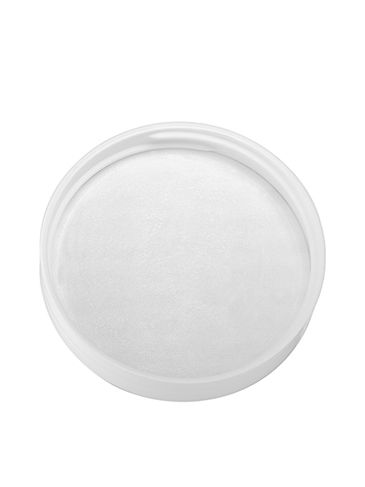 White PP plastic 58-400 smooth skirt lid with printed pressure sensitive (PS) liner