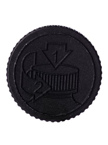 Black PP plastic 20-400 child-resistant unlined lid