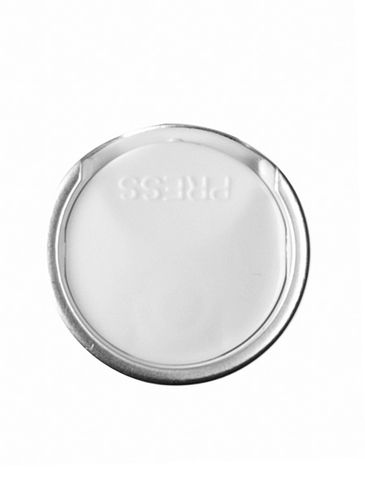 White PP and brushed aluminum shell 20-410 smooth skirt disc top cap
