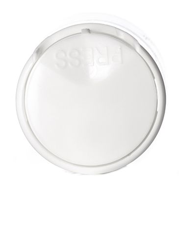 White PP plastic 20-410 smooth skirt disc top cap with printed pressure sensitive (PS) liner