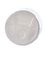 Natural-colored PP plastic 24-410 smooth skirt disc top lid (.312 inch orifice) with unprinted pressure sensitive (PS) liner