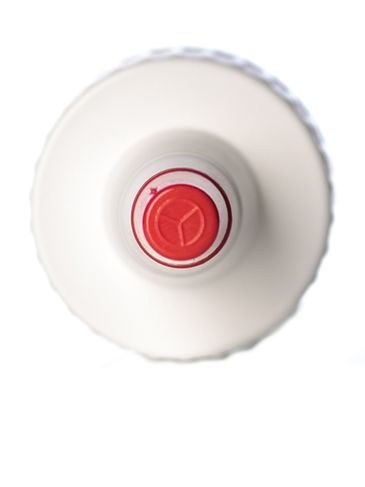 White PP plastic 24-410 ribbed skirt yorker spout with red tip