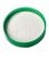 Green PP plastic 53-400 smooth skirt lid with printed pressure sensitive (PS) liner