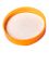 Orange PP plastic 53-400 smooth skirt lid with printed pressure sensitive (PS) liner