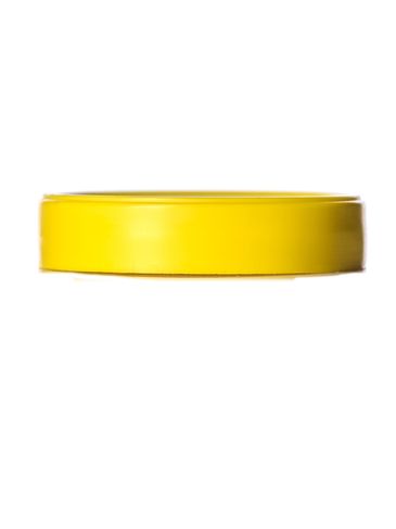 Yellow PP plastic 53-400 smooth skirt lid with printed pressure sensitive (PS) liner