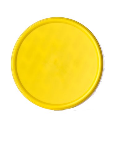 Yellow PP plastic 53-400 smooth skirt lid with printed pressure sensitive (PS) liner