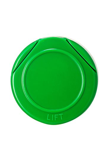 Green PP plastic 48-485 smooth skirt 5-hole flip top sifter spice lid with universal heat induction seal (HIS) liner