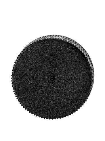 Black PP plastic 24-410 ribbed skirt lid with foam liner