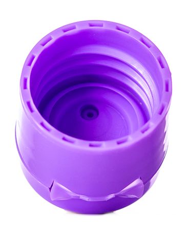 Purple PP plastic 20-410 smooth skirt unlined hinged flip top snap dispensing cap (0.25 inch orifice)