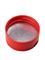 Red PP plastic 43-485 smooth skirt sifter lid with heat induction seal (HIS) liner