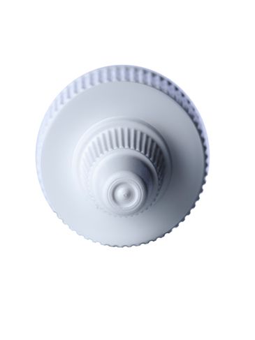 White LDPE plastic 24-400 ribbed skirt twist-open dispensing cap