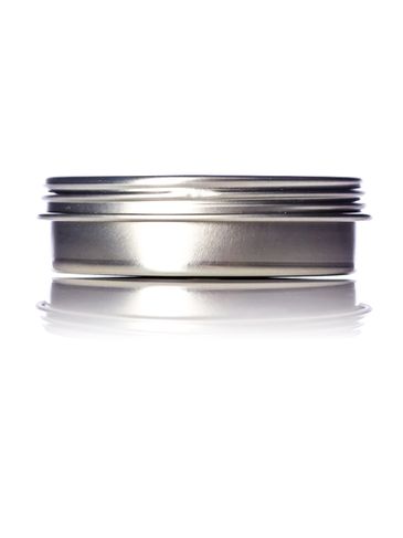 2 oz silver steel screw-top tin with lid