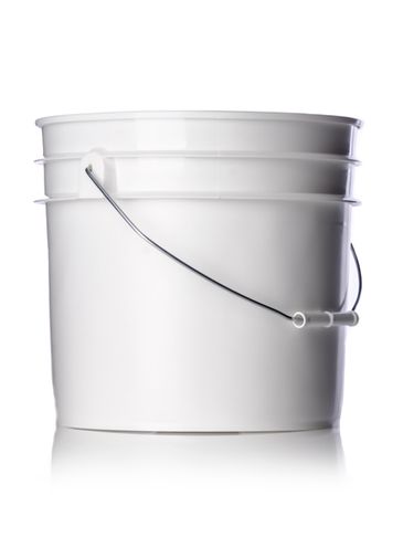 3.5 gallon white HDPE plastic pail of 90 mil thickness with handle