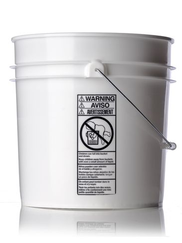 4.25 gallon white HDPE plastic pail of 90 mil thickness with handle