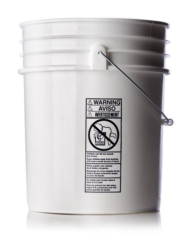 5 gallon white HDPE plastic UN rated pail of 90 mil thickness with handle