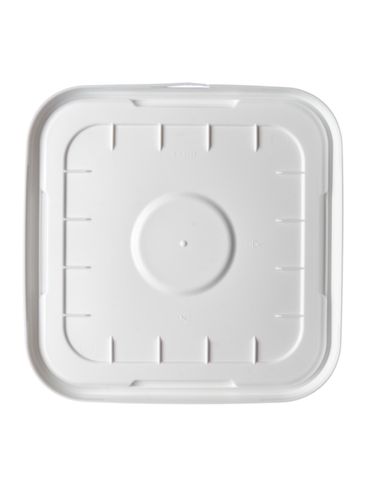 4 gallon white HDPE plastic square pail lid with tear-tab (no gasket) of 55 mil thickness
