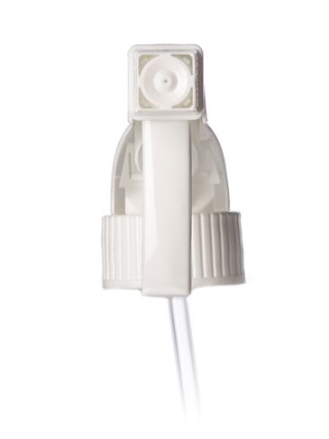 White PP plastic 28-400 ribbed skirt spray/stream nozzle trigger sprayer with 9.875 inch dip tube (0.9 cc output)