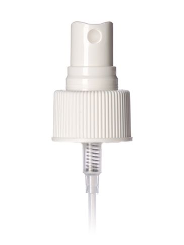 White PP plastic 24-410 ribbed skirt fine mist fingertip sprayer with clear overcap and 7 inch dip tube (.16 cc output)