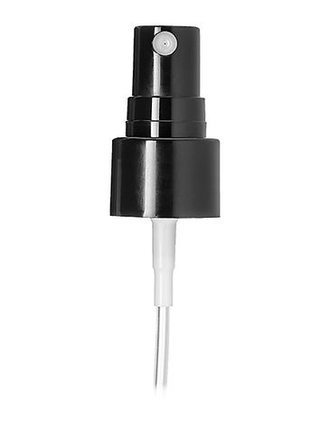 Black PP plastic 20-410 smooth skirt fine mist fingertip sprayer with clear overcap and 5.25 inch dip tube (0.12 - .14 cc output)