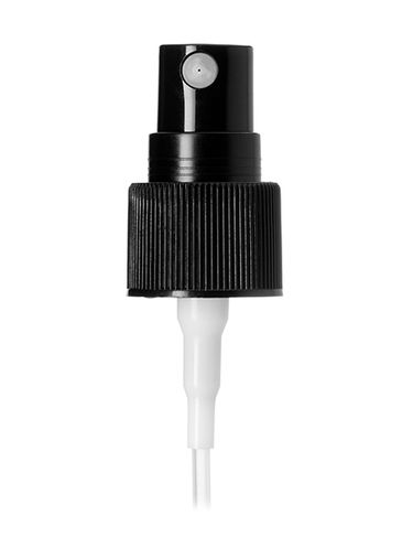 Black PP plastic 20-410 ribbed skirt fine-mist fingertip sprayer with clear overcap and 5.25 inch dip tube (.13 cc output)