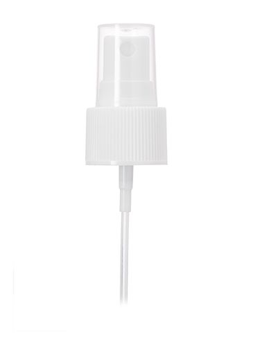 White PP plastic 24-410 ribbed skirt fine mist fingertip sprayer with clear overcap and 6.75 inch dip tube (.2 cc output)
