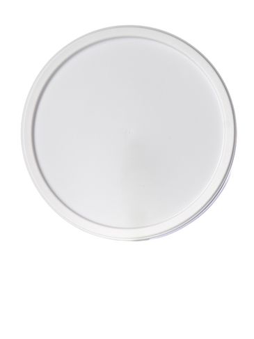 White LDPE plastic 6.1875 inch flat long-skirted tub lid